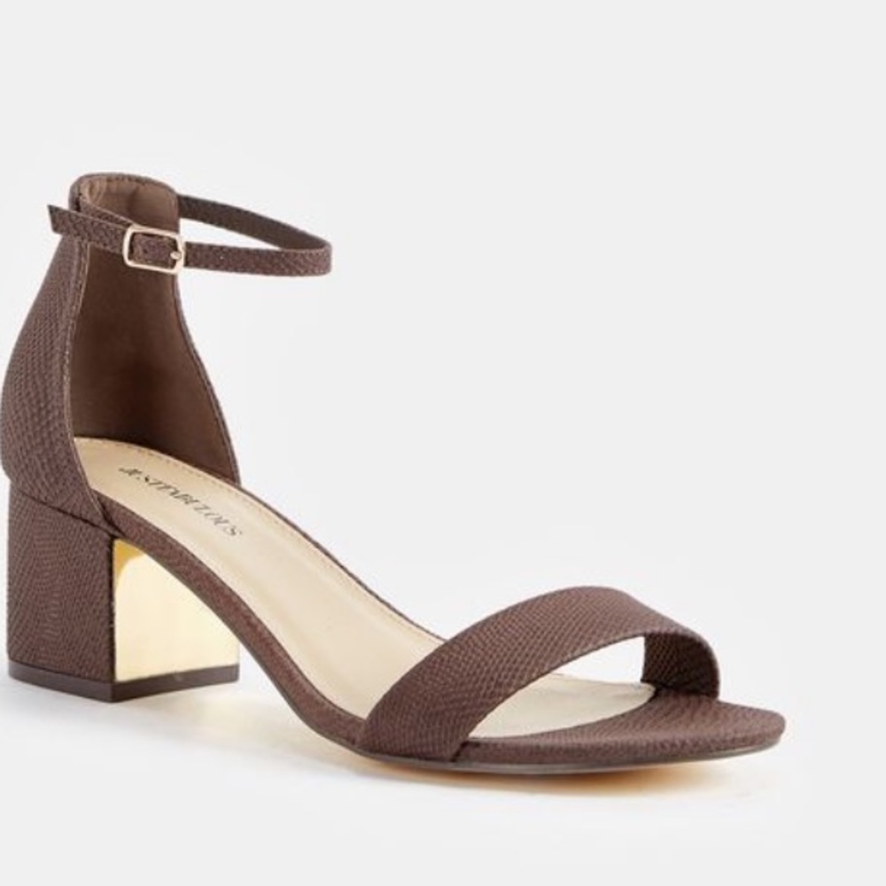 JustFab Espresso Kasha Heeled Sandal